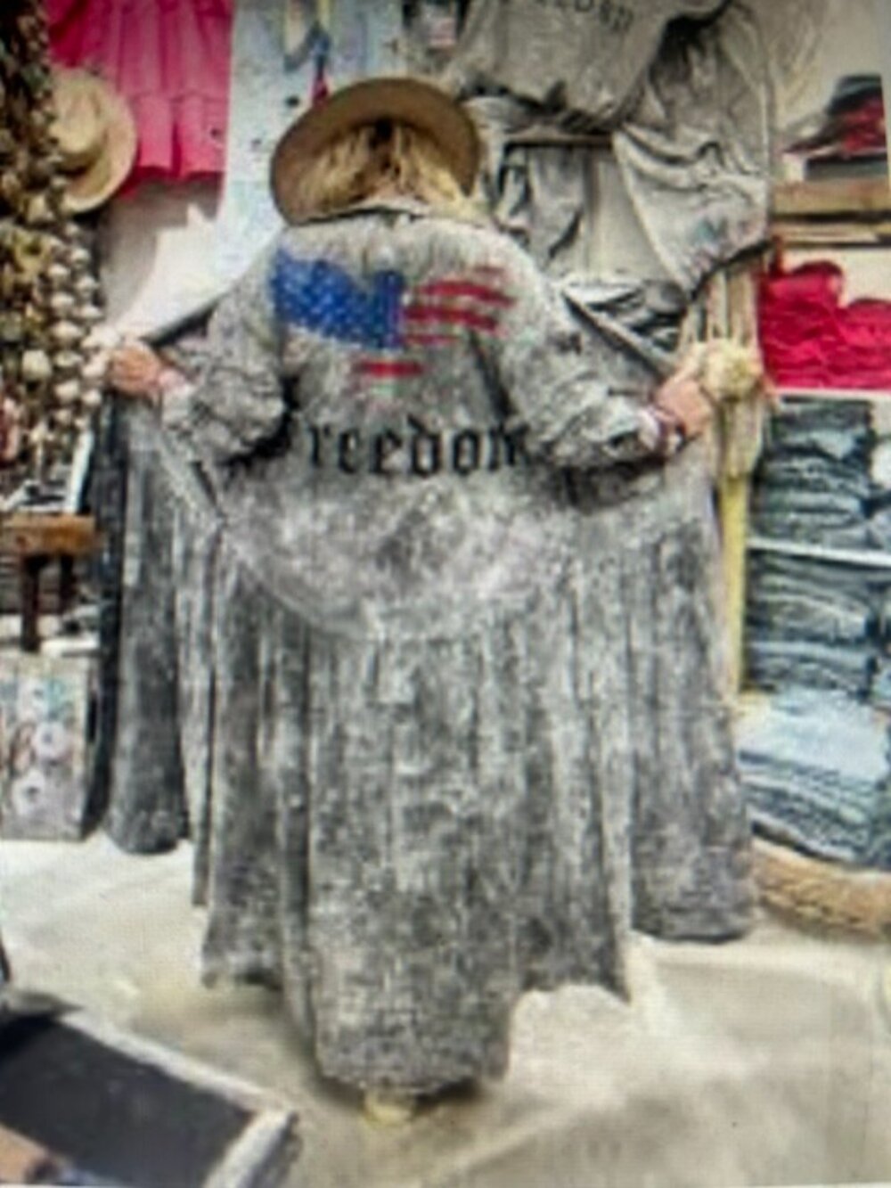 A Rare Bird Black Freedom Acid Wash Black Denim Drop Waist Dress Duster Jacket